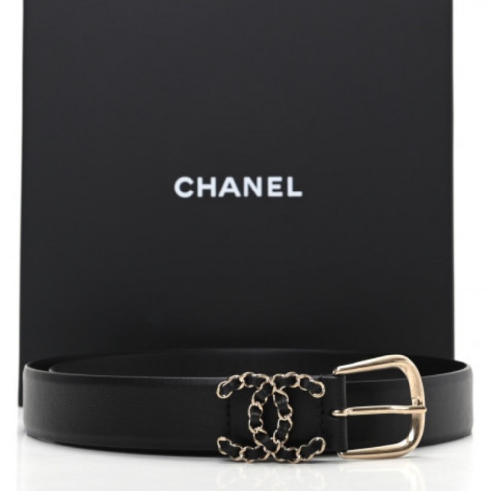 Chanel Calfskin & Gold-Tone Metal Belt